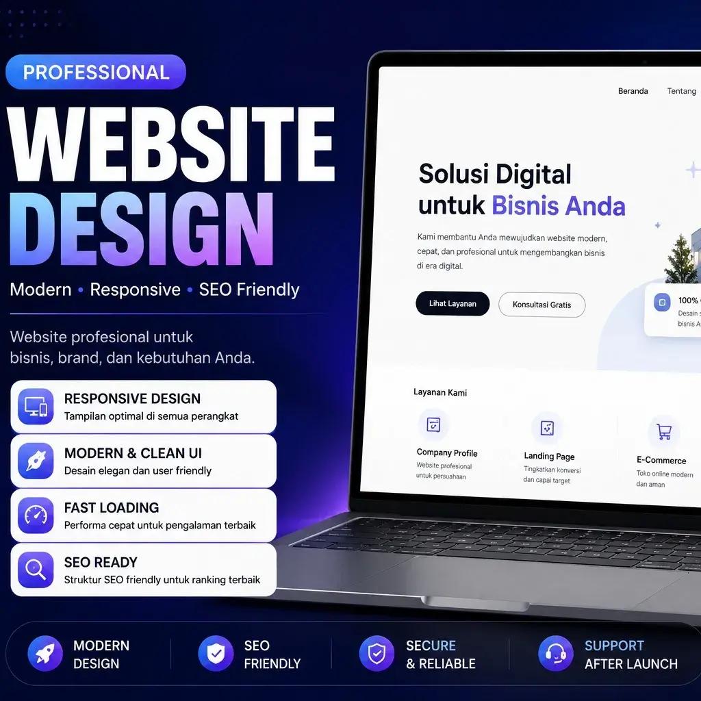 Desain website profesional modern, responsive, SEO-friendly untuk UMKM dan bisnis kecil menengah — tampil di Google dan semua perangkat
