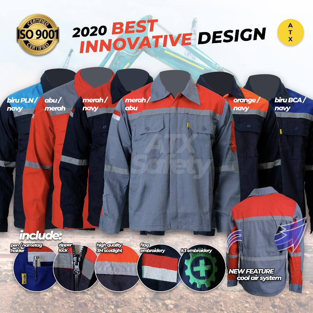 Koleksi wearpack dan seragam kerja industri berbagai warna dan ukuran — hasil konveksi untuk perusahaan kawasan industri Cikarang Bekasi
